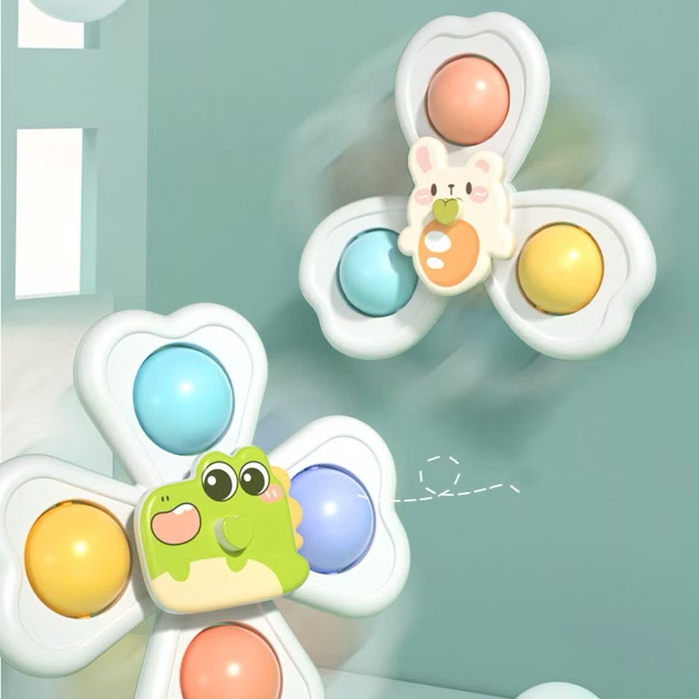 Set 3 con quay spinner dính tường hình động vật thỏ sư tử cá sấu đáng yêu
