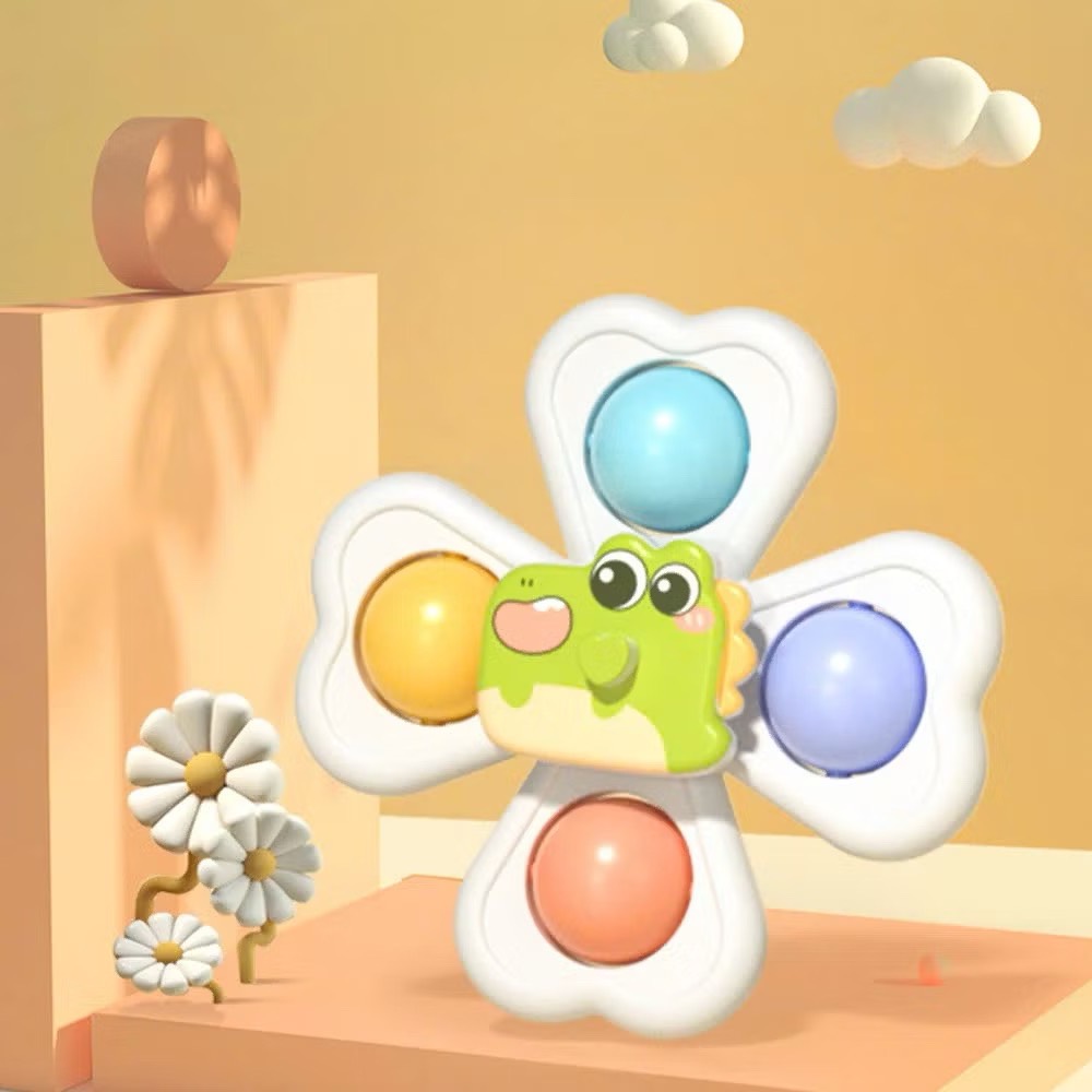 Set 3 con quay spinner dính tường hình động vật thỏ sư tử cá sấu đáng yêu