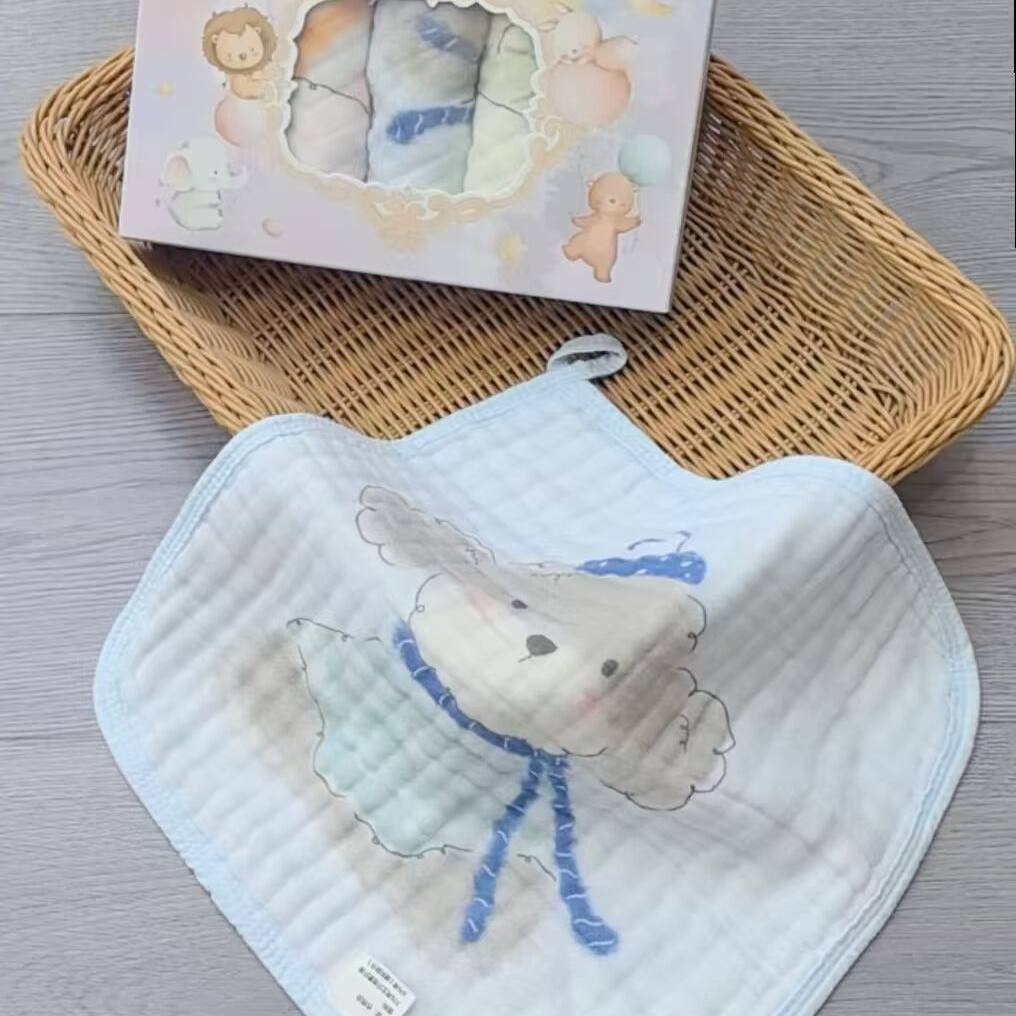 Set khăn sữa sợi bông tre cho bé in hình dễ thương khăn xô cao cấp, siêu mềm mại, thấm hút tốt, an toàn cho da nhạy cảm kích thước 30x30cm