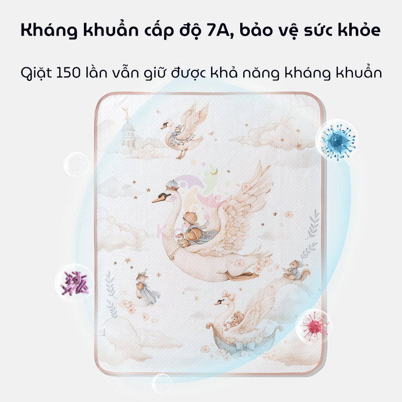 Tấm lót chống thấm cho bé thay tã phiên bản cổ tích Cotton 2 lớp mềm mịn thoáng khí có thể giặt được kích thước 50x70cm