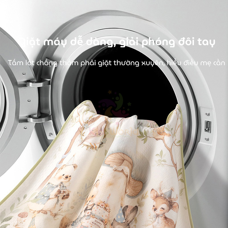 Tấm lót chống thấm cho bé thay tã phiên bản cổ tích Cotton 2 lớp mềm mịn thoáng khí có thể giặt được kích thước 50x70cm