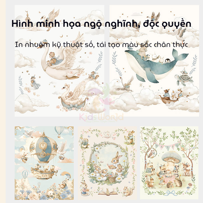 Tấm lót chống thấm cho bé thay tã phiên bản cổ tích Cotton 2 lớp mềm mịn thoáng khí có thể giặt được kích thước 50x70cm