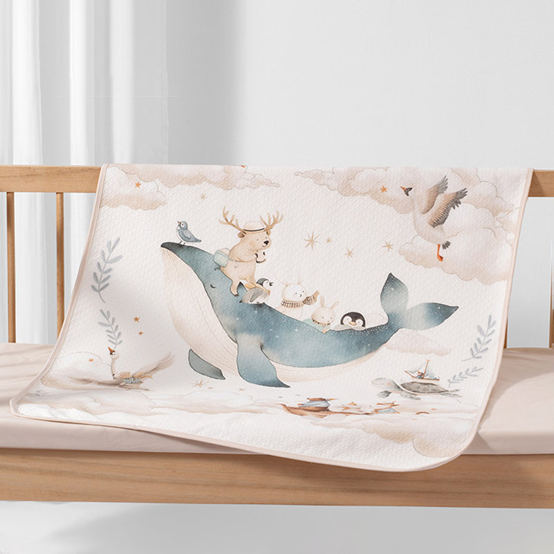 Tấm lót chống thấm cho bé thay tã phiên bản cổ tích Cotton 2 lớp mềm mịn thoáng khí có thể giặt được kích thước 50x70cm