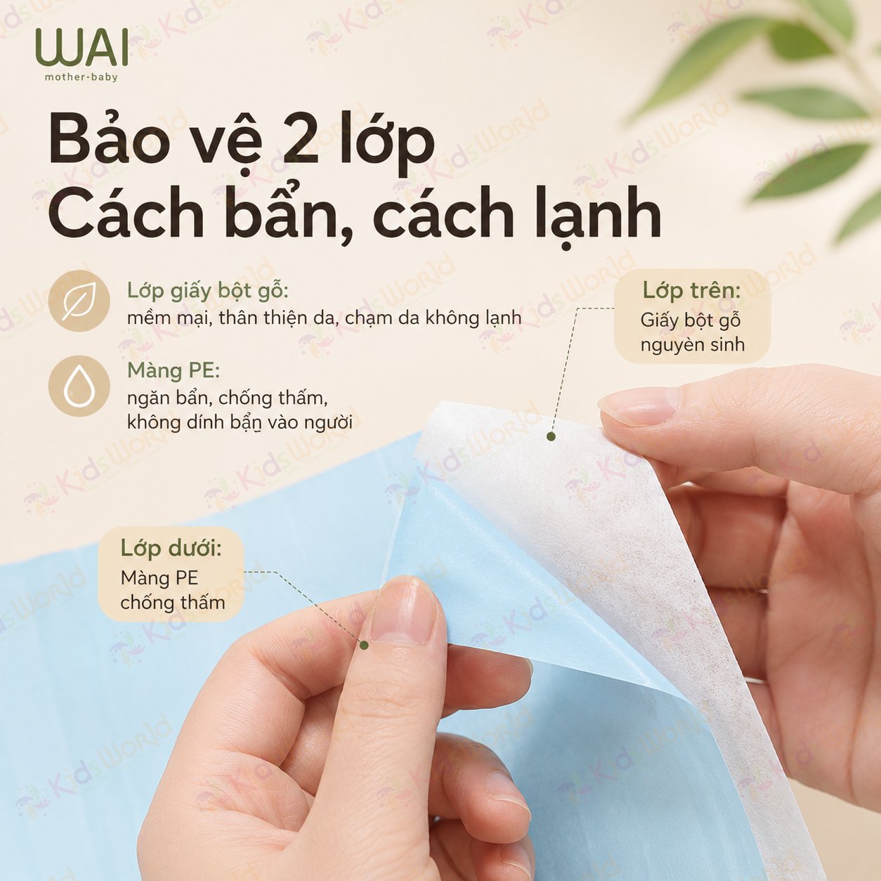 Tấm lót bồn cầu dùng một lần Wai Disposable Toilet Mat, miếng lót toilet chống thấm màng PE kích thước 40x60cm
