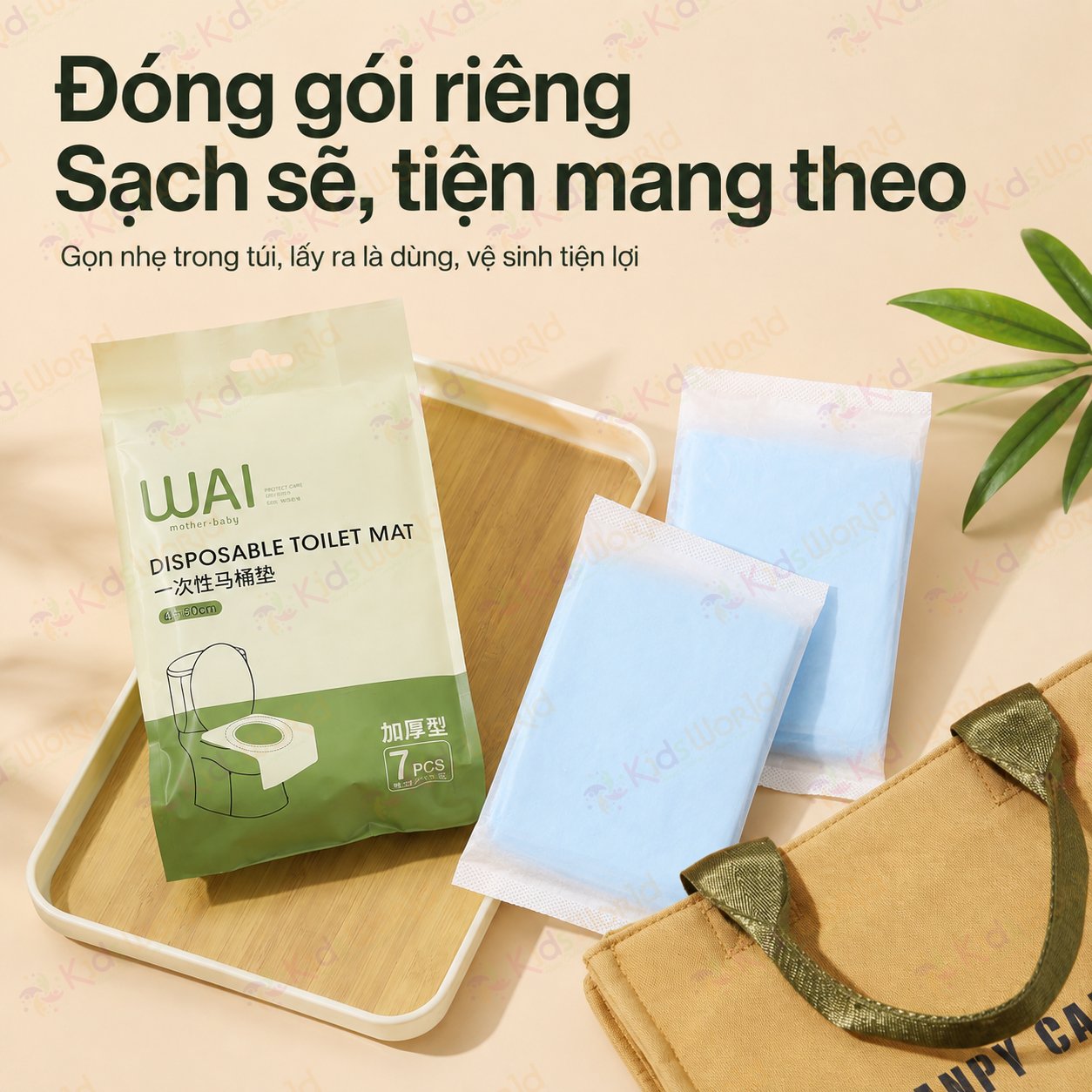 Tấm lót bồn cầu dùng một lần Wai Disposable Toilet Mat, miếng lót toilet chống thấm màng PE kích thước 40x60cm
