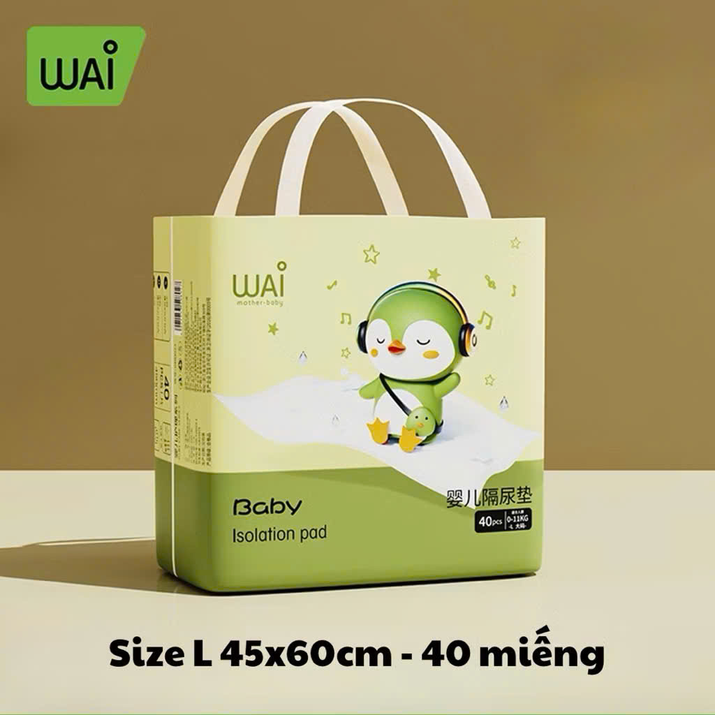 Tấm lót chống thấm Wai Isolation Pad dùng 1 lần thay tã bỉm cho bé & mẹ sau sinh mặt bông siêu mềm mại, thoáng khí, siêu thấm hút, chống thấm tuyệt đối