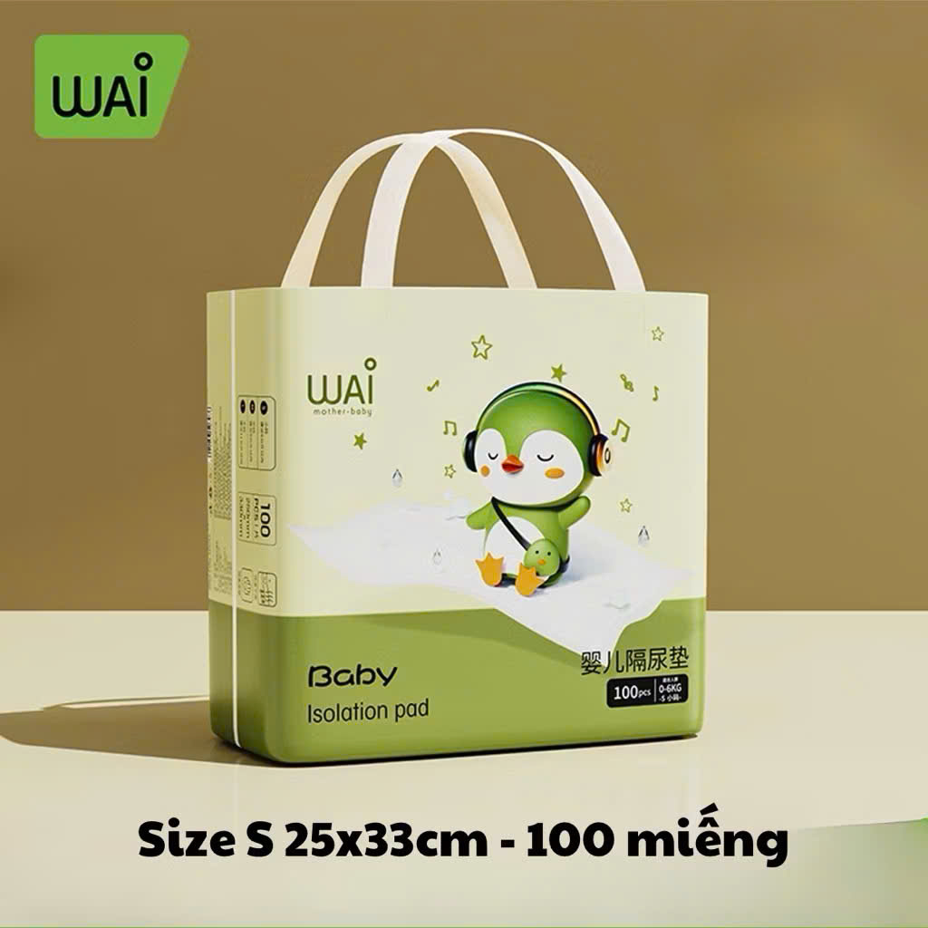 Tấm lót chống thấm Wai Isolation Pad dùng 1 lần thay tã bỉm cho bé & mẹ sau sinh mặt bông siêu mềm mại, thoáng khí, siêu thấm hút, chống thấm tuyệt đối
