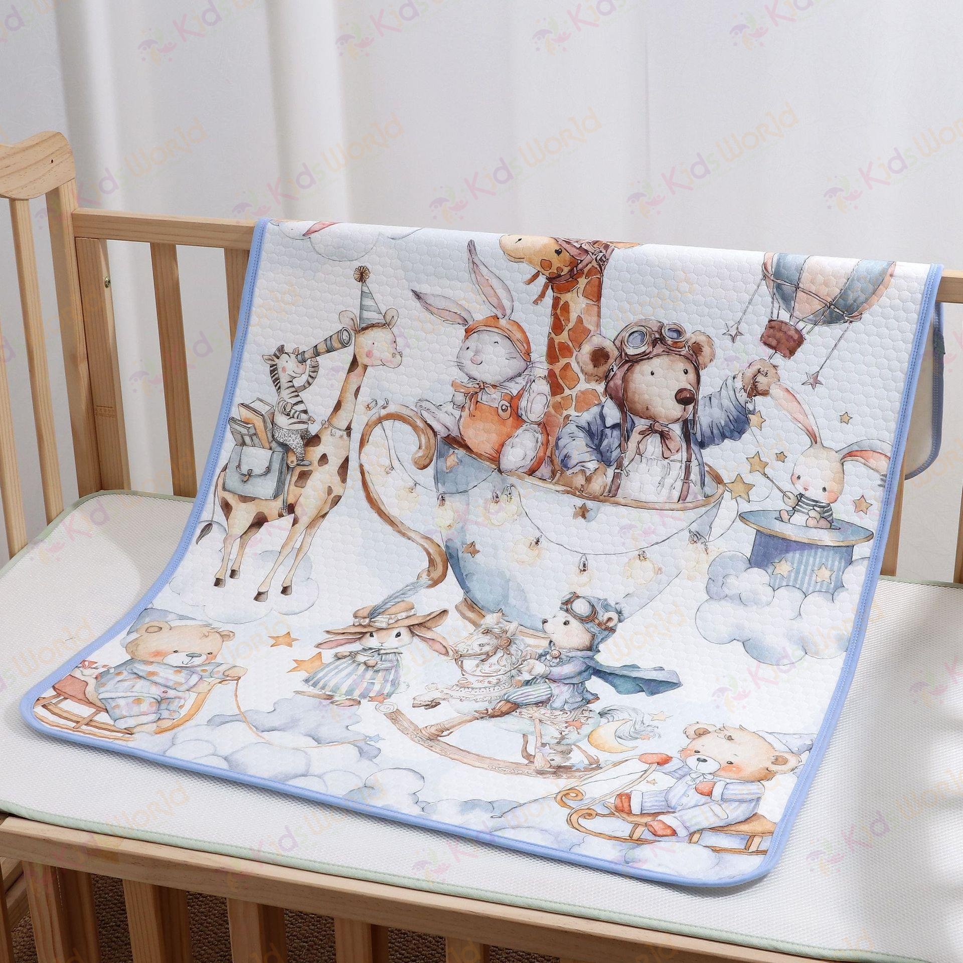 Tấm lót chống thấm cho bé phiên bản thế giới cổ tích màu nước 4 lớp cotton TPU, tấm lót thay tã giặt được thấm hút chống tràn kích thước 50x70cm
