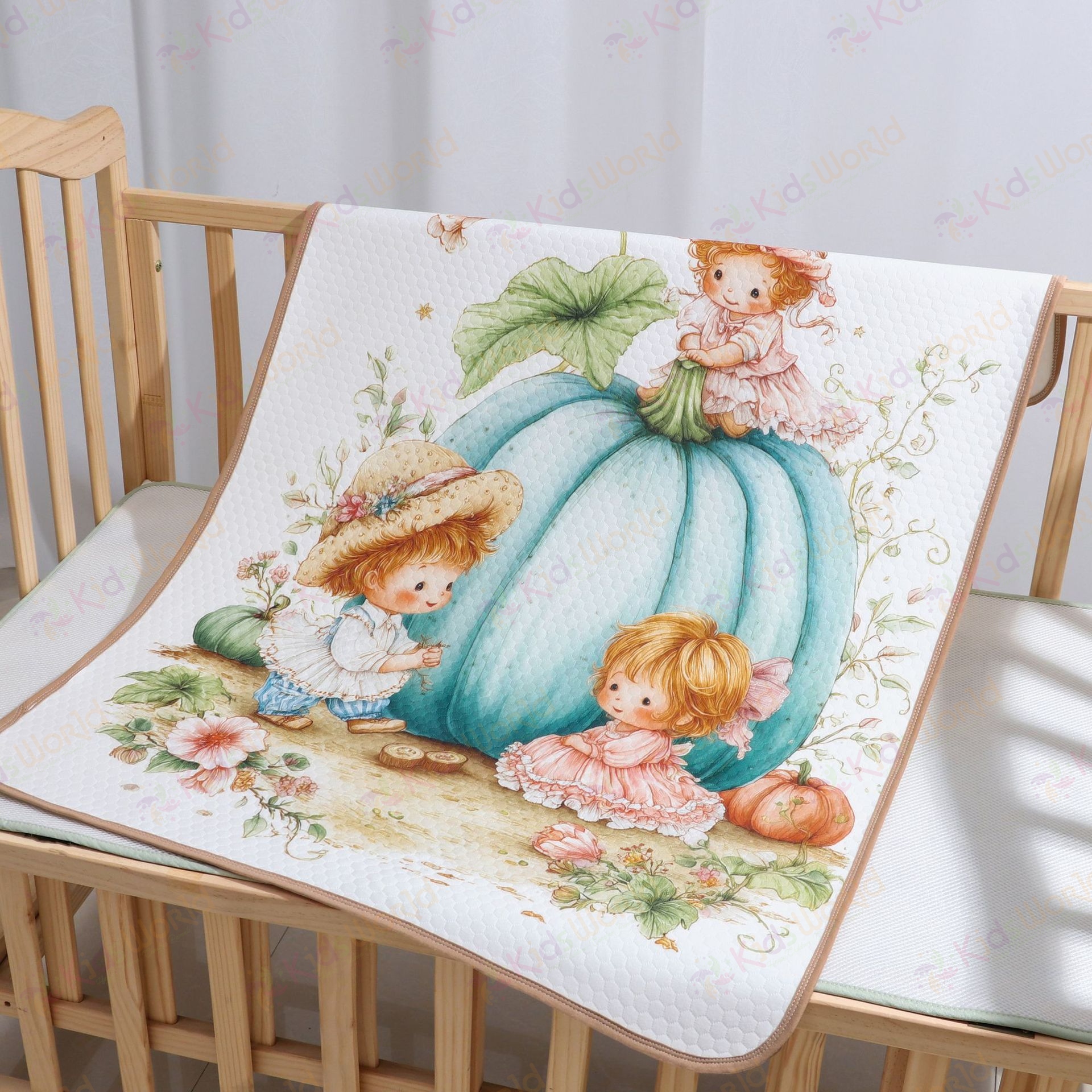 Tấm lót chống thấm cho bé phiên bản thế giới cổ tích màu nước 4 lớp cotton TPU, tấm lót thay tã giặt được thấm hút chống tràn kích thước 50x70cm