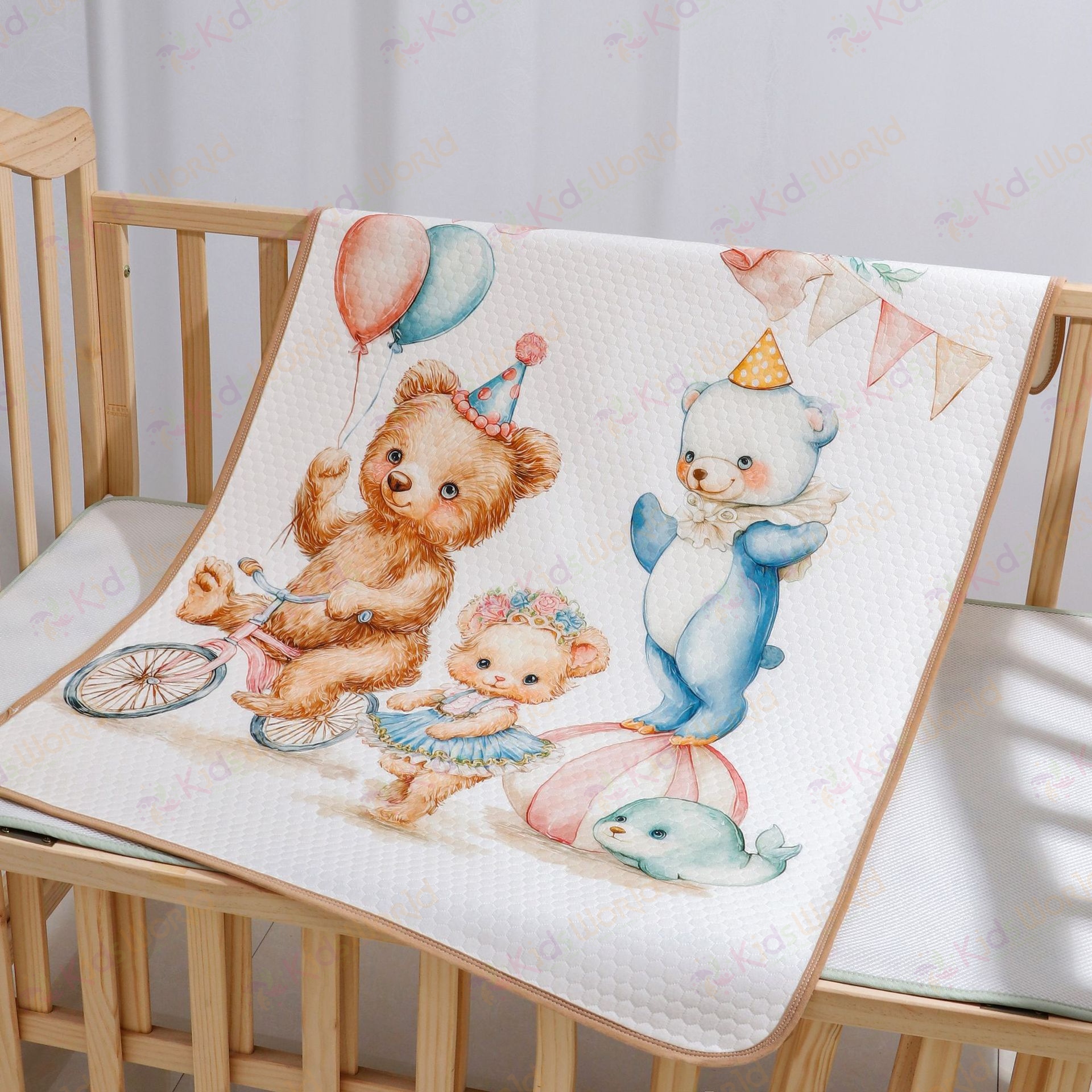 Tấm lót chống thấm cho bé phiên bản thế giới cổ tích màu nước 4 lớp cotton TPU, tấm lót thay tã giặt được thấm hút chống tràn kích thước 50x70cm