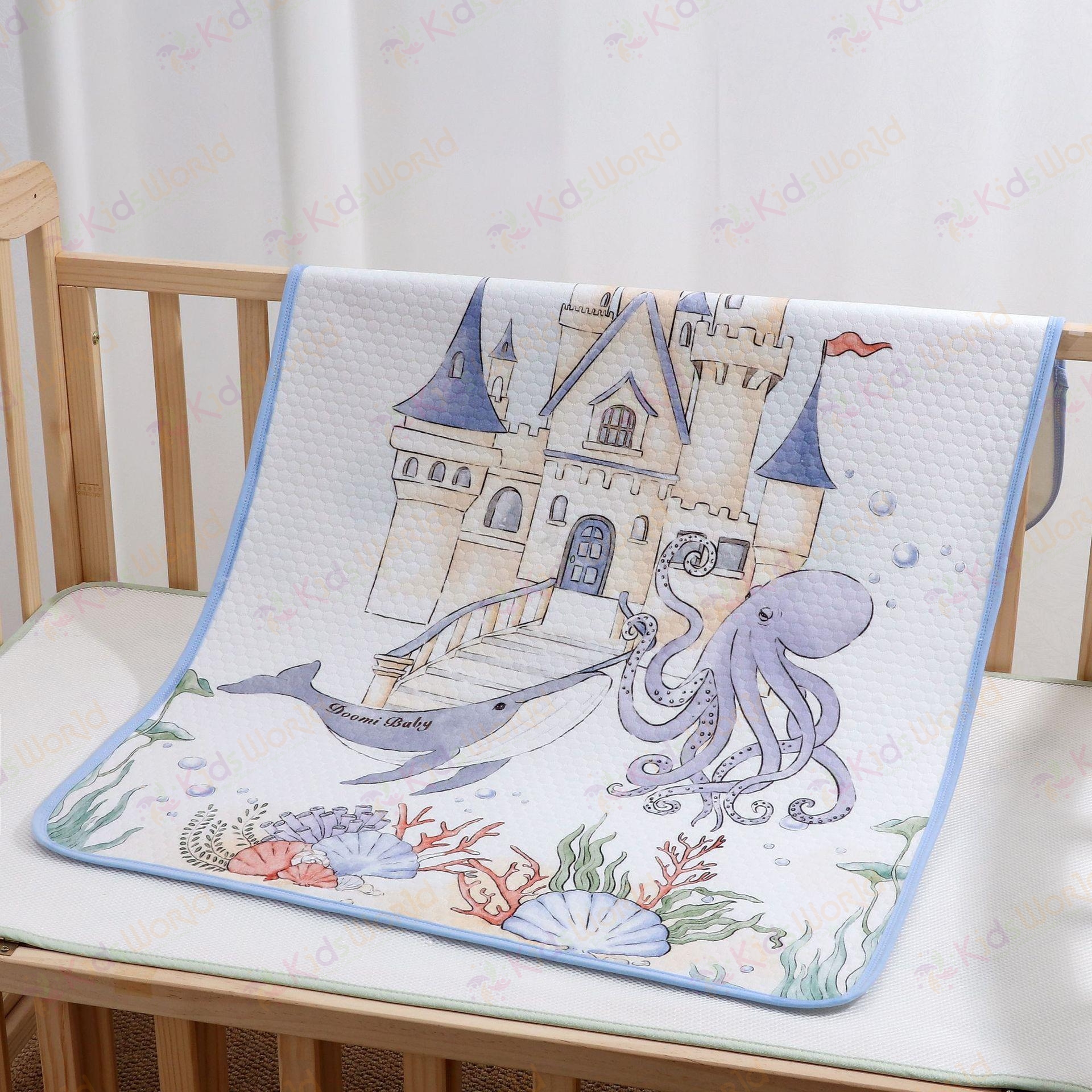 Tấm lót chống thấm cho bé phiên bản thế giới cổ tích màu nước 4 lớp cotton TPU, tấm lót thay tã giặt được thấm hút chống tràn kích thước 50x70cm