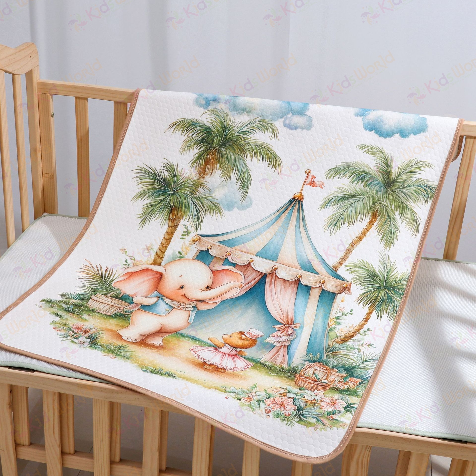 Tấm lót chống thấm cho bé phiên bản thế giới cổ tích màu nước 4 lớp cotton TPU, tấm lót thay tã giặt được thấm hút chống tràn kích thước 50x70cm
