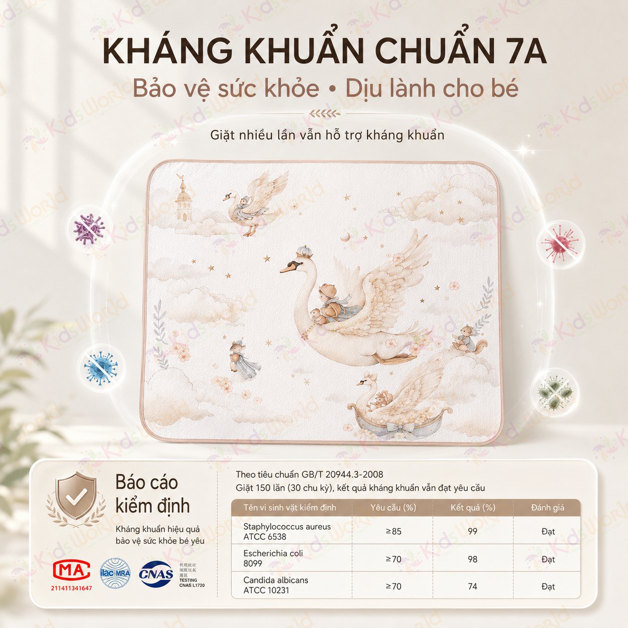 Tấm lót chống thấm cho bé thay tã phiên bản cổ tích, cotton 2 mặt mềm mịn thoáng khí, lõi tpu ngăn thấm, giặt được, dùng cho trẻ sơ sinhkích thước 50x70cm