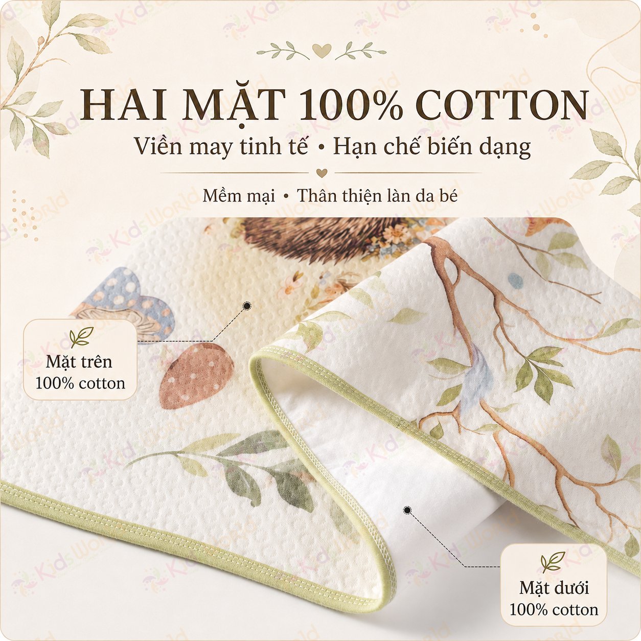 Tấm lót chống thấm cho bé thay tã phiên bản cổ tích, cotton 2 mặt mềm mịn thoáng khí, lõi tpu ngăn thấm, giặt được, dùng cho trẻ sơ sinhkích thước 50x70cm