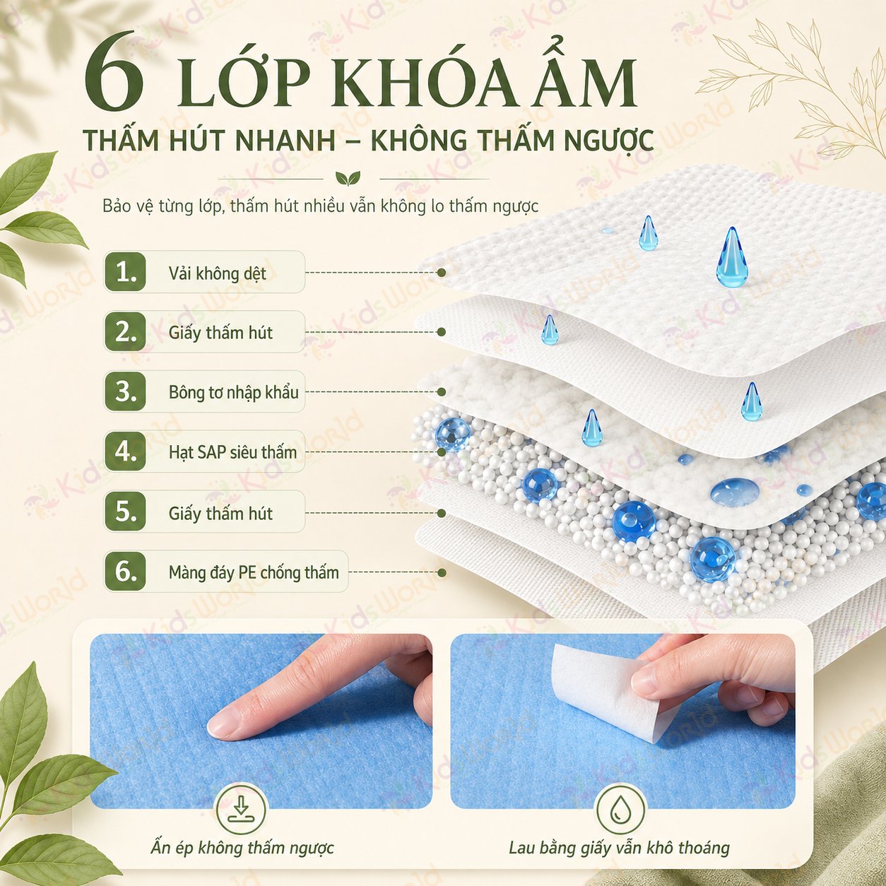 Tấm lót chống thấm dùng 1 lần Wai Isolation Pad thay tã bỉm cho bé & mẹ sau sinh mặt bông siêu mềm mại, thoáng khí, siêu thấm hút, chống thấm tuyệt đối