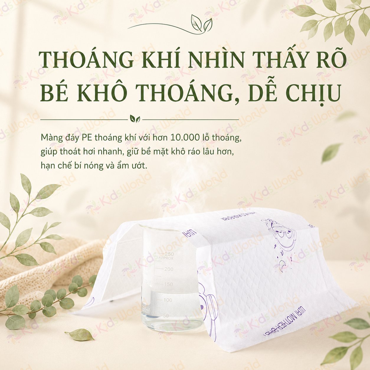 Tấm lót chống thấm dùng 1 lần Wai Isolation Pad thay tã bỉm cho bé & mẹ sau sinh mặt bông siêu mềm mại, thoáng khí, siêu thấm hút, chống thấm tuyệt đối