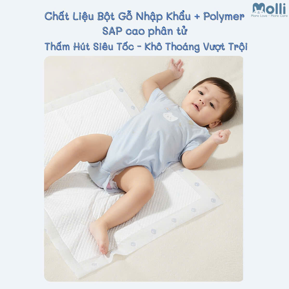 Tấm lót chống thấm dùng 1 lần cho bé Molli thiết kế mới túi nhỏ tiện lợi khi mang ra ngoài