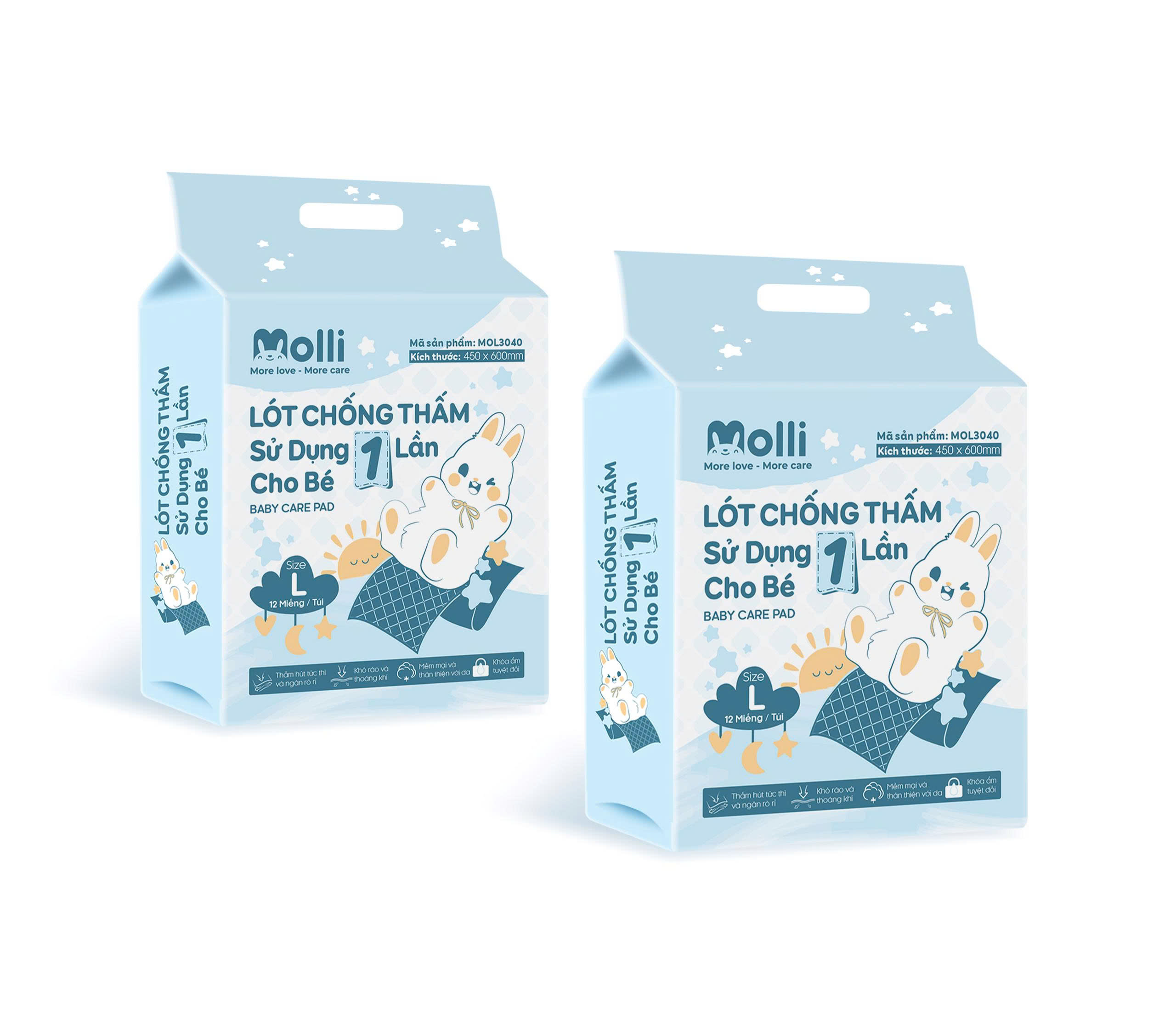 Tấm lót chống thấm dùng 1 lần cho bé Molli thiết kế mới túi nhỏ tiện lợi khi mang ra ngoài