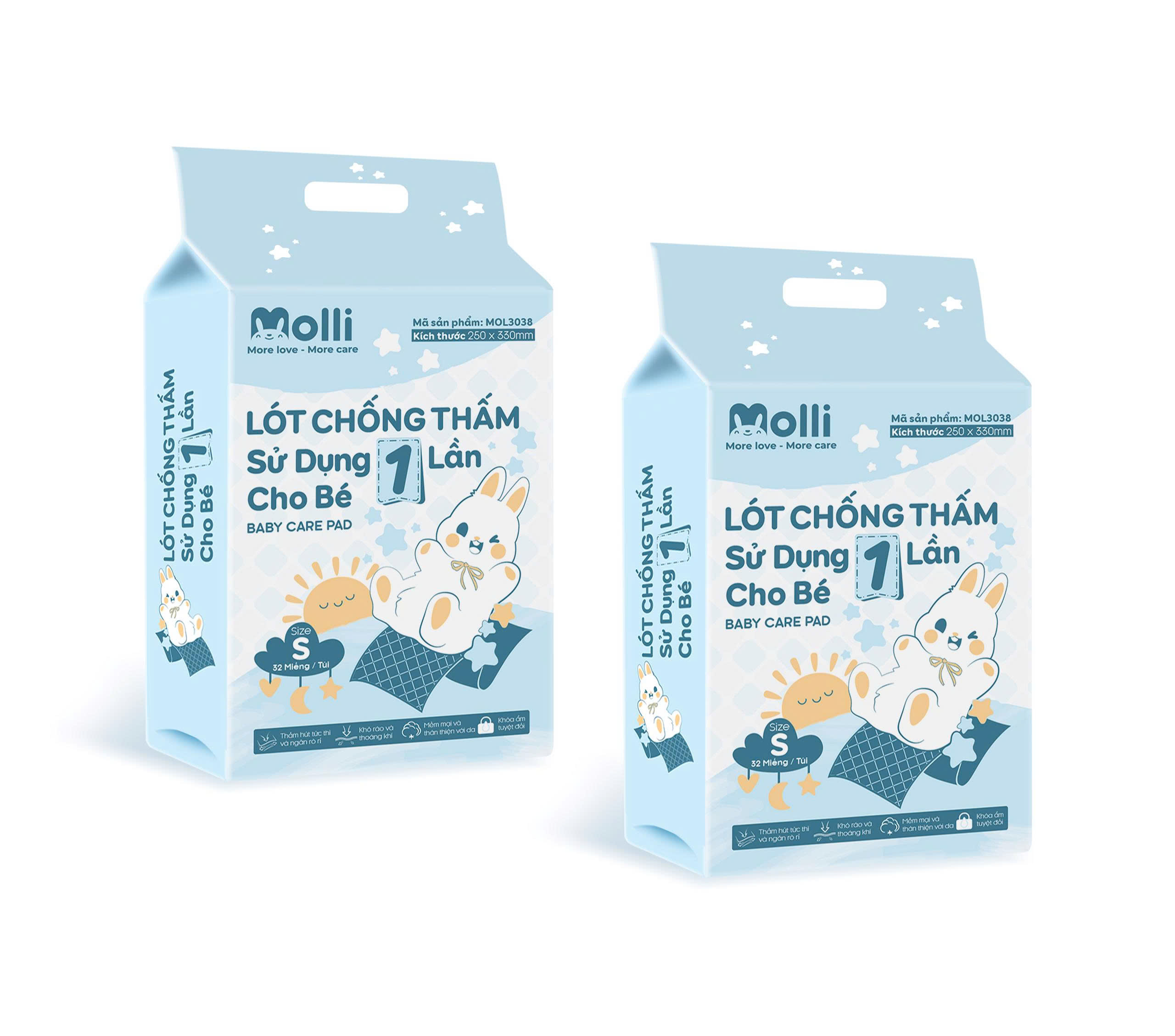 Tấm lót chống thấm dùng 1 lần cho bé Molli thiết kế mới túi nhỏ tiện lợi khi mang ra ngoài