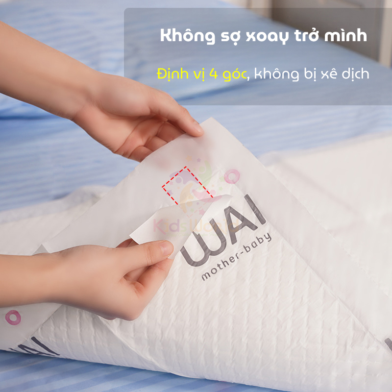 Tấm lót giường hậu sản cho mẹ sau sinh WAI Puerperal Nursing Pad phiên bản nâng cấp siêu dày bịch 10 miếng 60X90cm