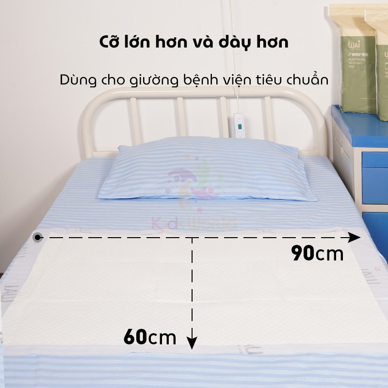 Tấm lót giường hậu sản cho mẹ sau sinh WAI Puerperal Nursing Pad phiên bản nâng cấp siêu dày bịch 10 miếng 60X90cm