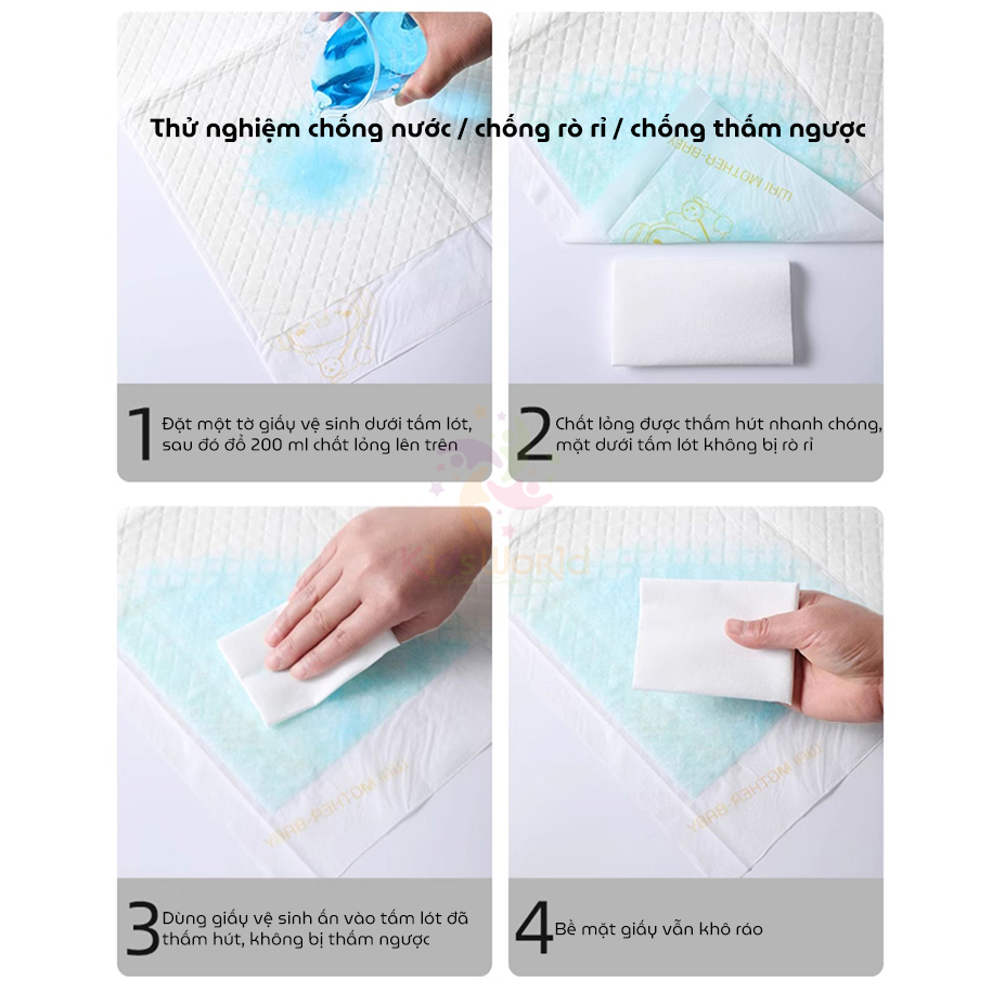Tấm lót giường hậu sản cho mẹ sau sinh WAI Puerperal Nursing Pad phiên bản nâng cấp siêu dày bịch 10 miếng 60X90cm