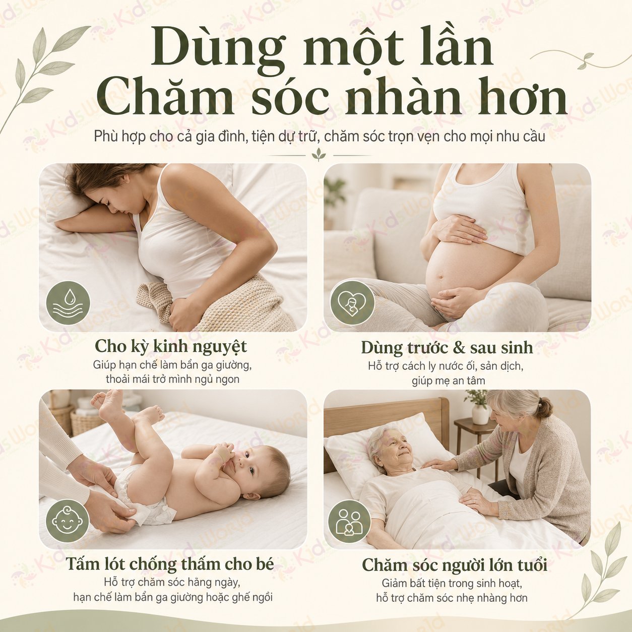 Tấm lót giường hậu sản cho mẹ sau sinh Wai Puerperal Nursing Pad phiên bản tiêu chuẩn tấm lót giường cho người già trẻ em thay tã