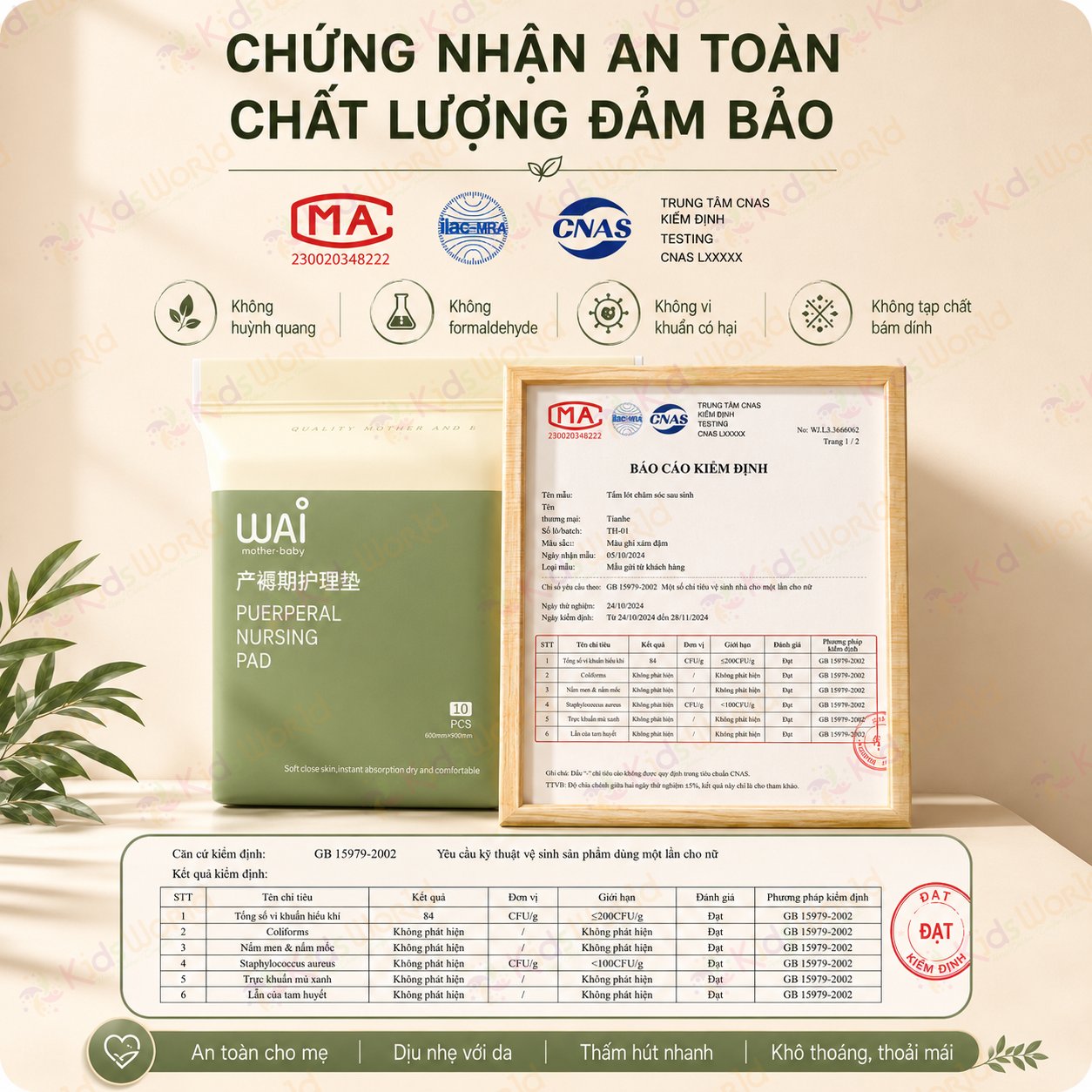 Tấm lót giường hậu sản cho mẹ sau sinh Wai Puerperal Nursing Pad phiên bản tiêu chuẩn tấm lót giường cho người già trẻ em thay tã