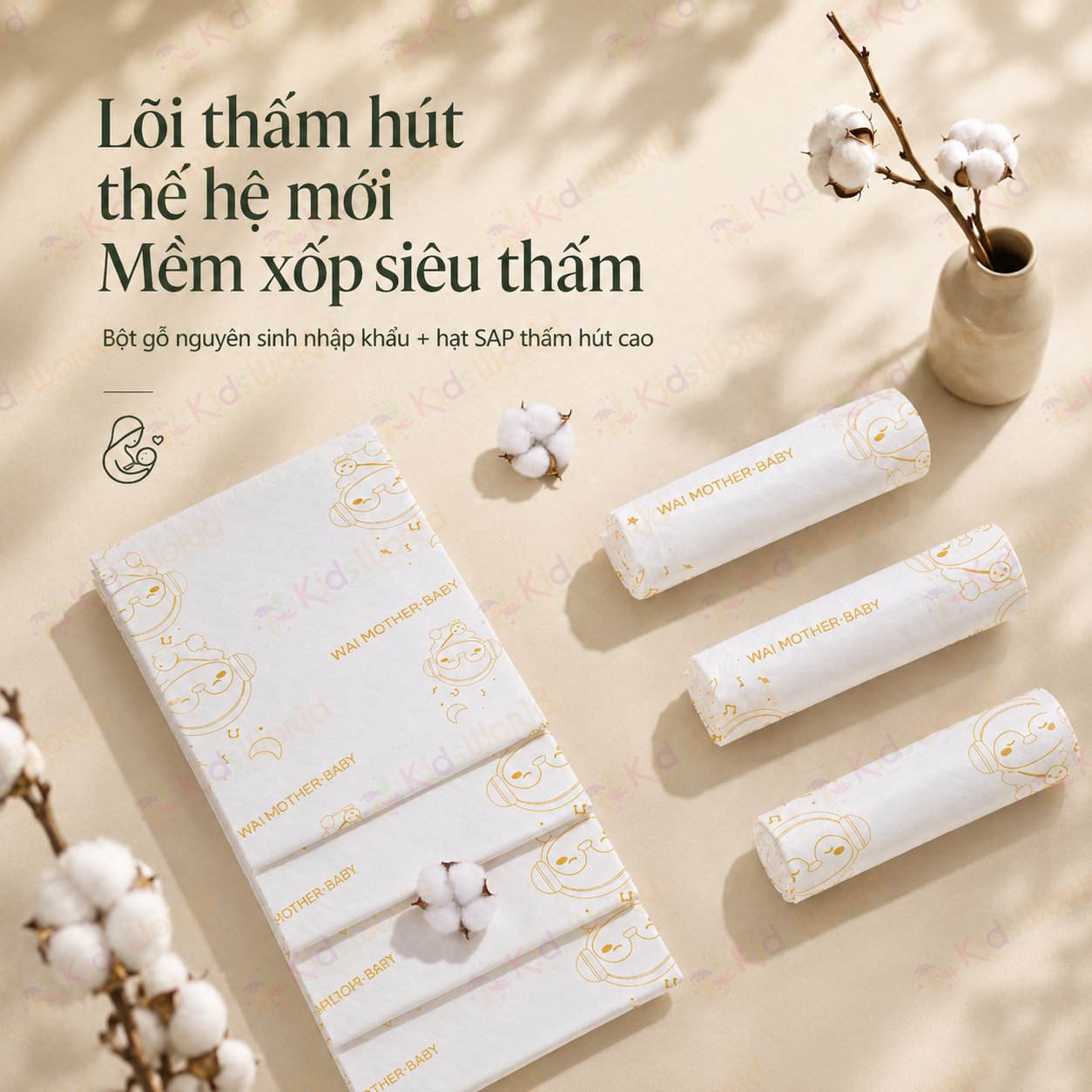 Tấm lót giường hậu sản cho mẹ sau sinh Wai Puerperal Nursing Pad phiên bản tiêu chuẩn tấm lót giường cho người già trẻ em thay tã