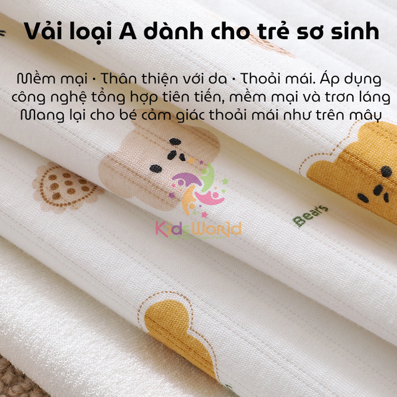 Tấm lót thay tã cho bé KidsWorld chất liệu cotton thoáng khí chống thấm nước có thể giặt được kích thước 50x70cm