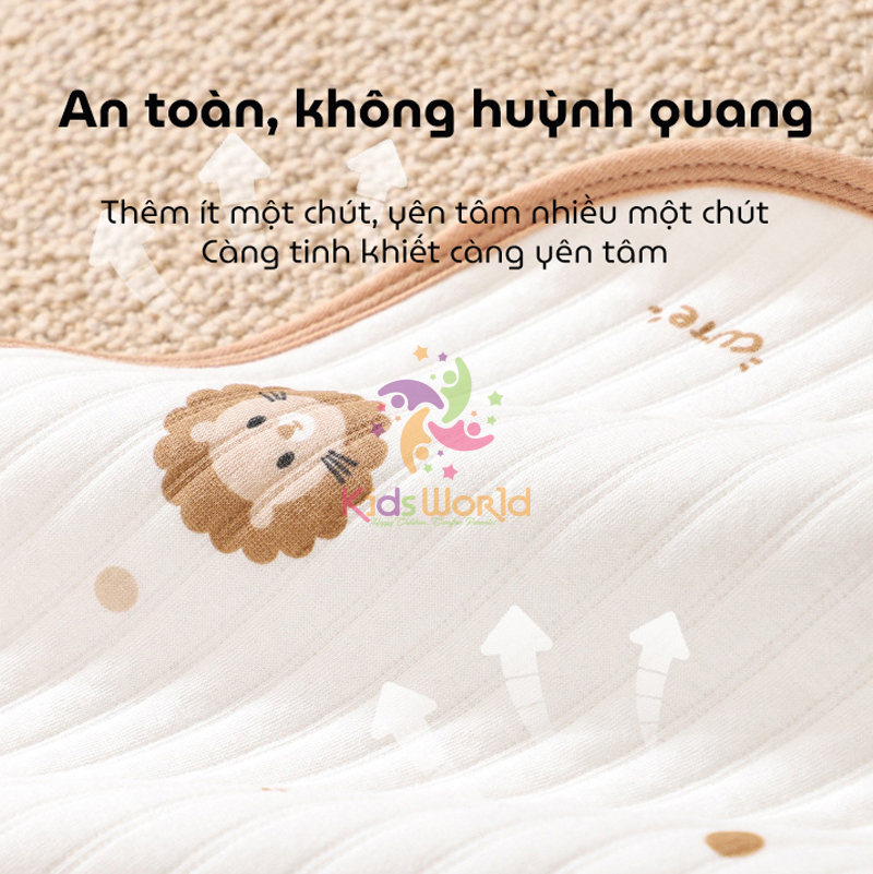 Tấm lót thay tã cho bé KidsWorld chất liệu cotton thoáng khí chống thấm nước có thể giặt được kích thước 50x70cm