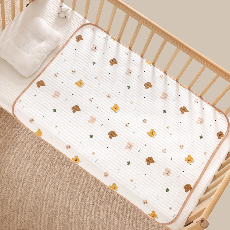 Tấm lót thay tã cho bé KidsWorld chất liệu cotton thoáng khí chống thấm nước có thể giặt được kích thước 50x70cm