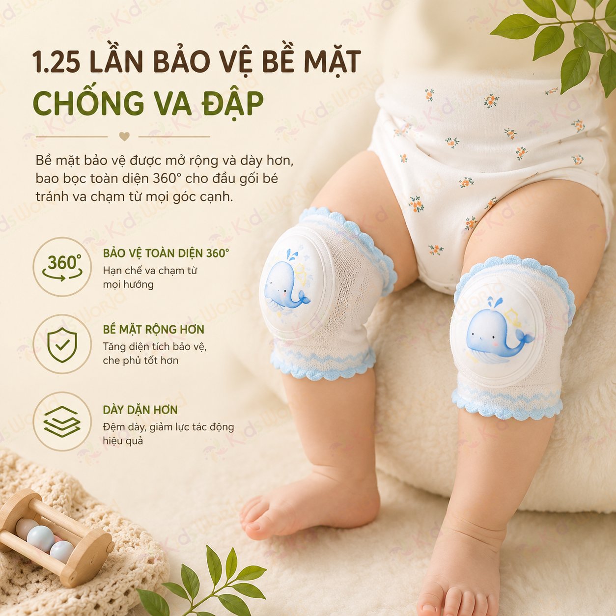 Tất vớ bảo vệ đầu gối cho bé tập bò, tập đi hoạ tiết cổ tích chống va đập, thoáng khí cao cấp