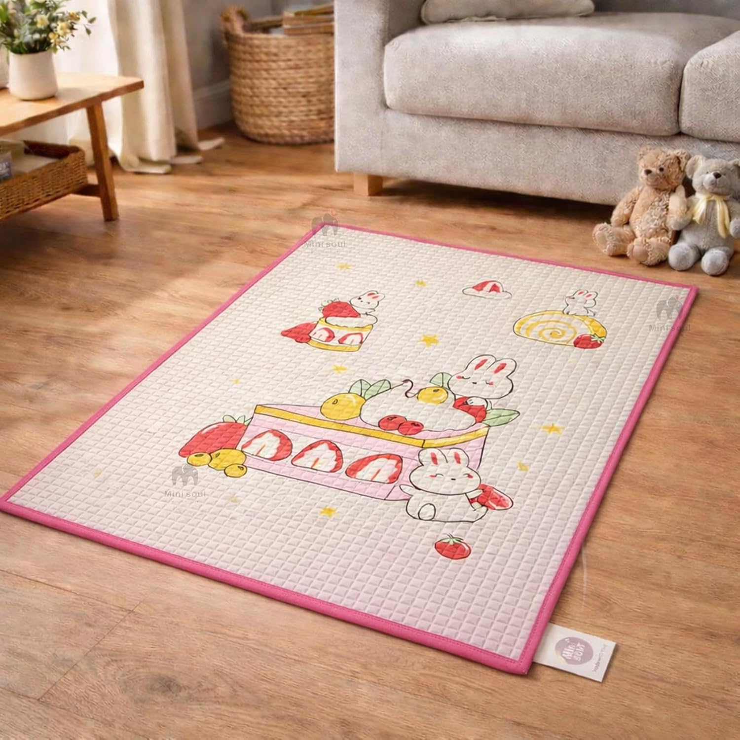 Thảm cao su bơm hơi đa năng chống thấm nước cho bé – thảm massage, thay tã, tập bò 2 mặt 90x60cm