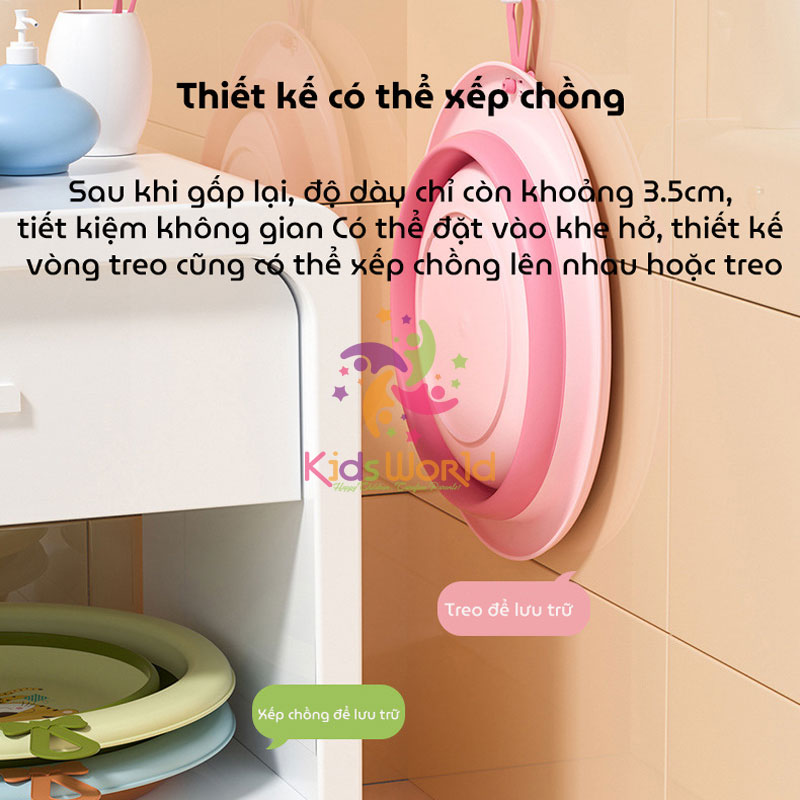 Thau chậu rửa mặt gấp gọn cho trẻ sơ sinh hình hổ dung tích 3300ml chống rơi và chịu nhiệt độ cao