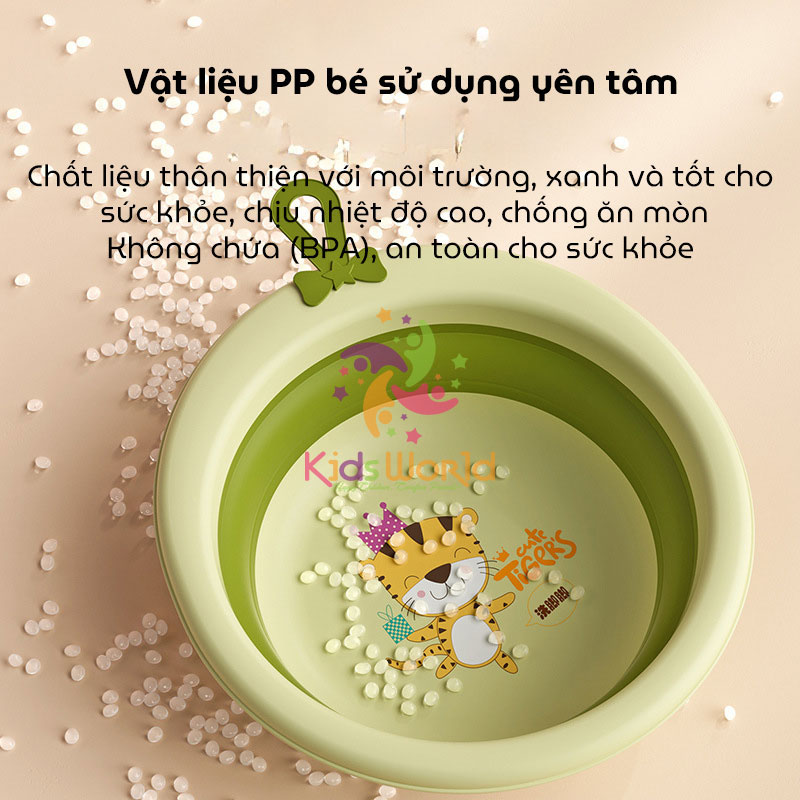 Thau chậu rửa mặt gấp gọn cho trẻ sơ sinh hình hổ dung tích 3300ml chống rơi và chịu nhiệt độ cao