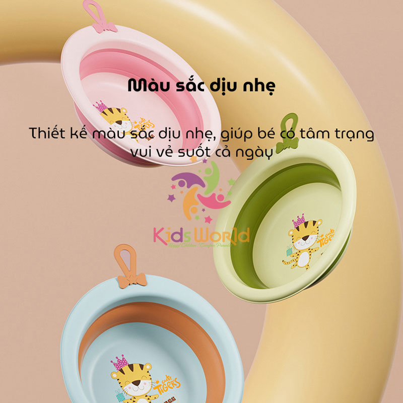 Thau chậu rửa mặt gấp gọn cho trẻ sơ sinh hình hổ dung tích 3300ml chống rơi và chịu nhiệt độ cao