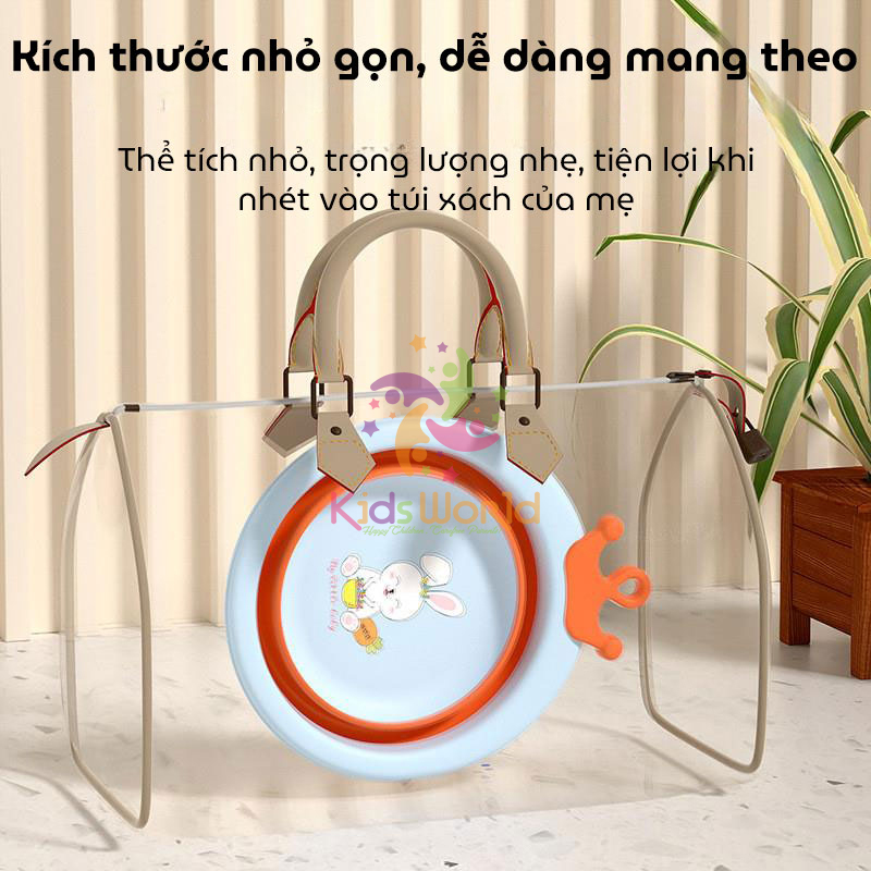 Thau chậu rửa mặt gấp gọn cho trẻ sơ sinh hình thỏ dung tích 3300ml chống rơi và chịu nhiệt độ cao cho trẻ 0-8 tuổi