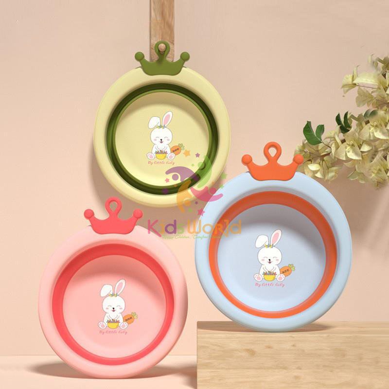 Thau chậu rửa mặt gấp gọn cho trẻ sơ sinh hình thỏ dung tích 3300ml chống rơi và chịu nhiệt độ cao cho trẻ 0-8 tuổi