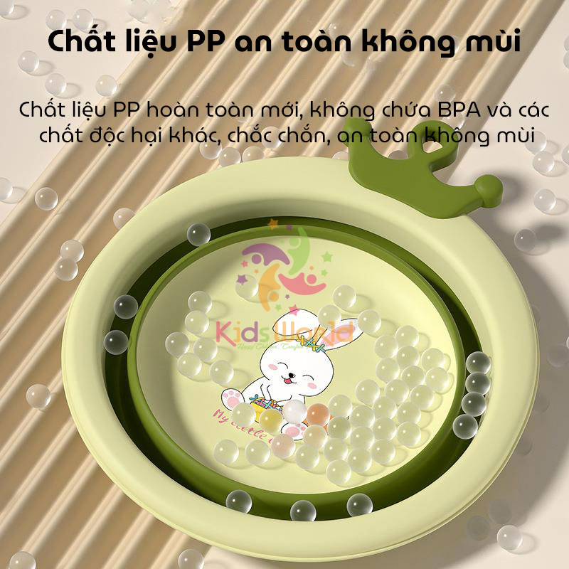 Thau chậu rửa mặt gấp gọn cho trẻ sơ sinh hình thỏ dung tích 3300ml chống rơi và chịu nhiệt độ cao cho trẻ 0-8 tuổi