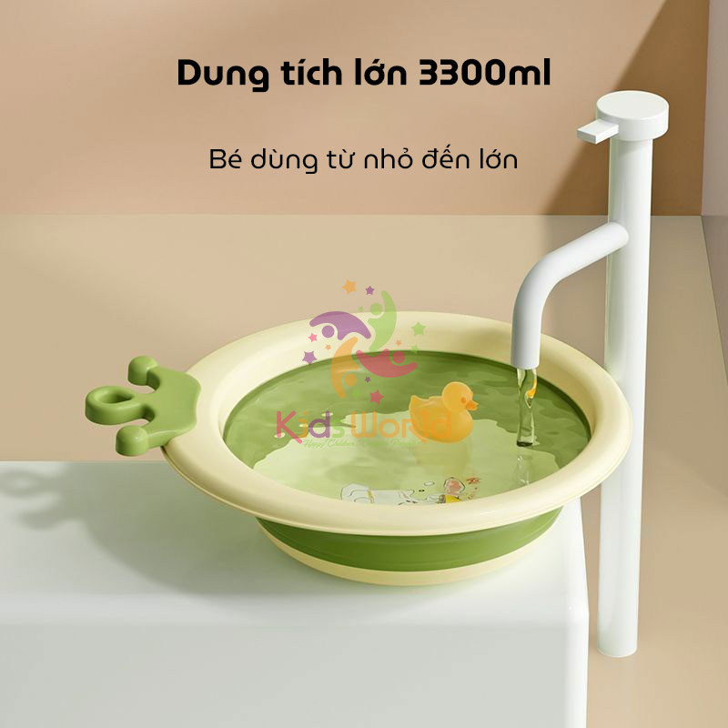 Thau chậu rửa mặt gấp gọn cho trẻ sơ sinh hình thỏ dung tích 3300ml chống rơi và chịu nhiệt độ cao cho trẻ 0-8 tuổi