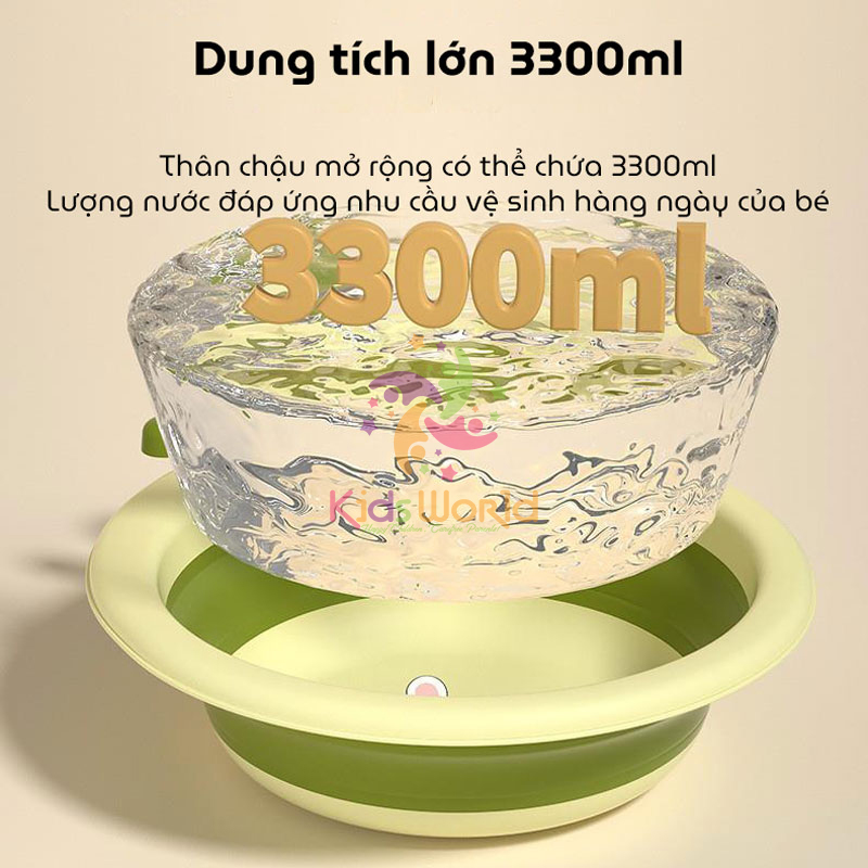 Thau chậu rửa mặt gấp gọn cho trẻ sơ sinh hình thỏ dung tích 3300ml chống rơi và chịu nhiệt độ cao cho trẻ 0-8 tuổi