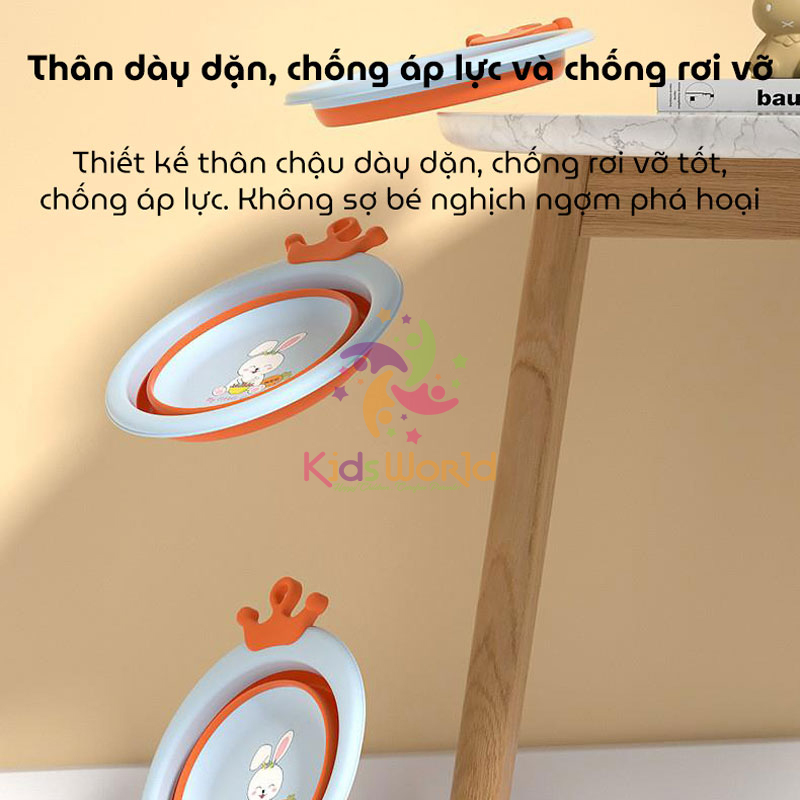 Thau chậu rửa mặt gấp gọn cho trẻ sơ sinh hình thỏ dung tích 3300ml chống rơi và chịu nhiệt độ cao cho trẻ 0-8 tuổi