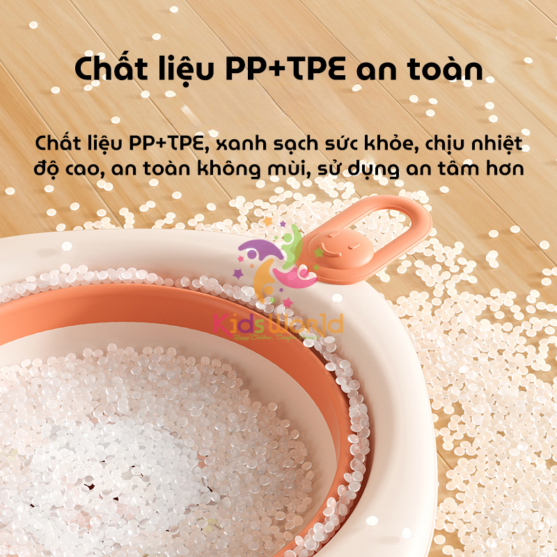 Thau chậu rửa mặt gấp gọn cho trẻ sơ sinh kiểu dáng hình thoi hoạ tiết động vật dung tích 3000ml chống rơi và chịu nhiệt độ cao