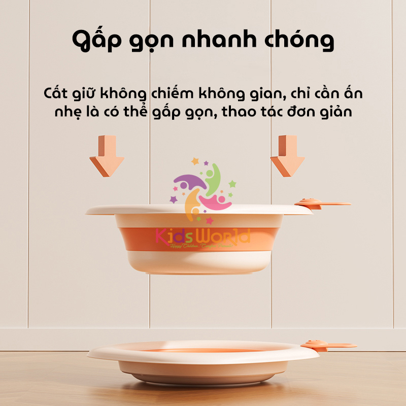 Thau chậu rửa mặt gấp gọn cho trẻ sơ sinh kiểu dáng hình thoi hoạ tiết động vật dung tích 3000ml chống rơi và chịu nhiệt độ cao