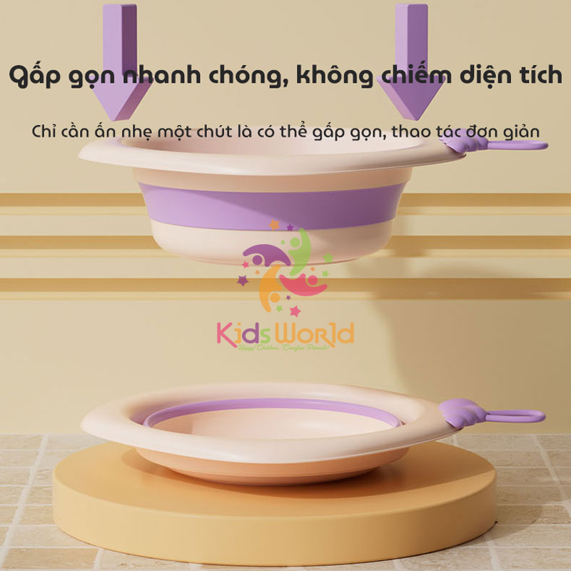 Thau chậu rửa mặt gấp gọn cho trẻ sơ sinh kiểu dáng hình thoi hoạ tiết rắn dung tích 3000ml chống rơi và chịu nhiệt độ cao