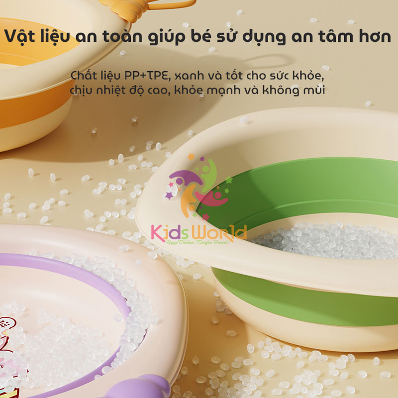 Thau chậu rửa mặt gấp gọn cho trẻ sơ sinh kiểu dáng hình thoi hoạ tiết rắn dung tích 3000ml chống rơi và chịu nhiệt độ cao