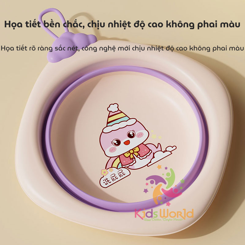 Thau chậu rửa mặt gấp gọn cho trẻ sơ sinh kiểu dáng hình thoi hoạ tiết rắn dung tích 3000ml chống rơi và chịu nhiệt độ cao