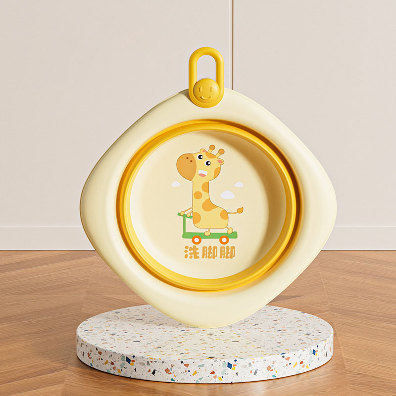 Thau chậu rửa mặt gấp gọn cho trẻ sơ sinh kiểu dáng hình thoi hoạ tiết động vật dung tích 3000ml chống rơi và chịu nhiệt độ cao