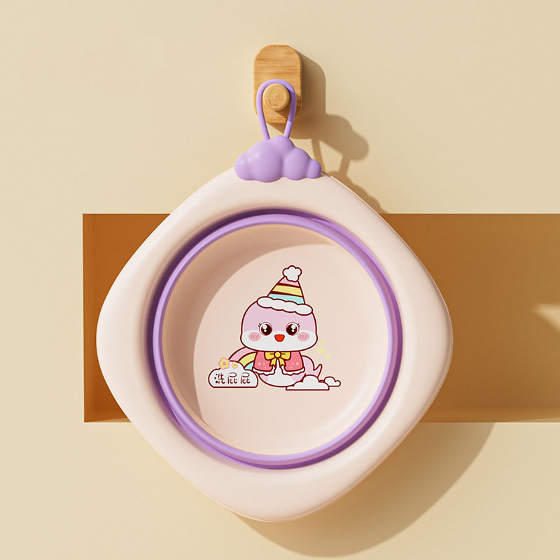 Thau chậu rửa mặt gấp gọn cho trẻ sơ sinh kiểu dáng hình thoi hoạ tiết rắn dung tích 3000ml chống rơi và chịu nhiệt độ cao